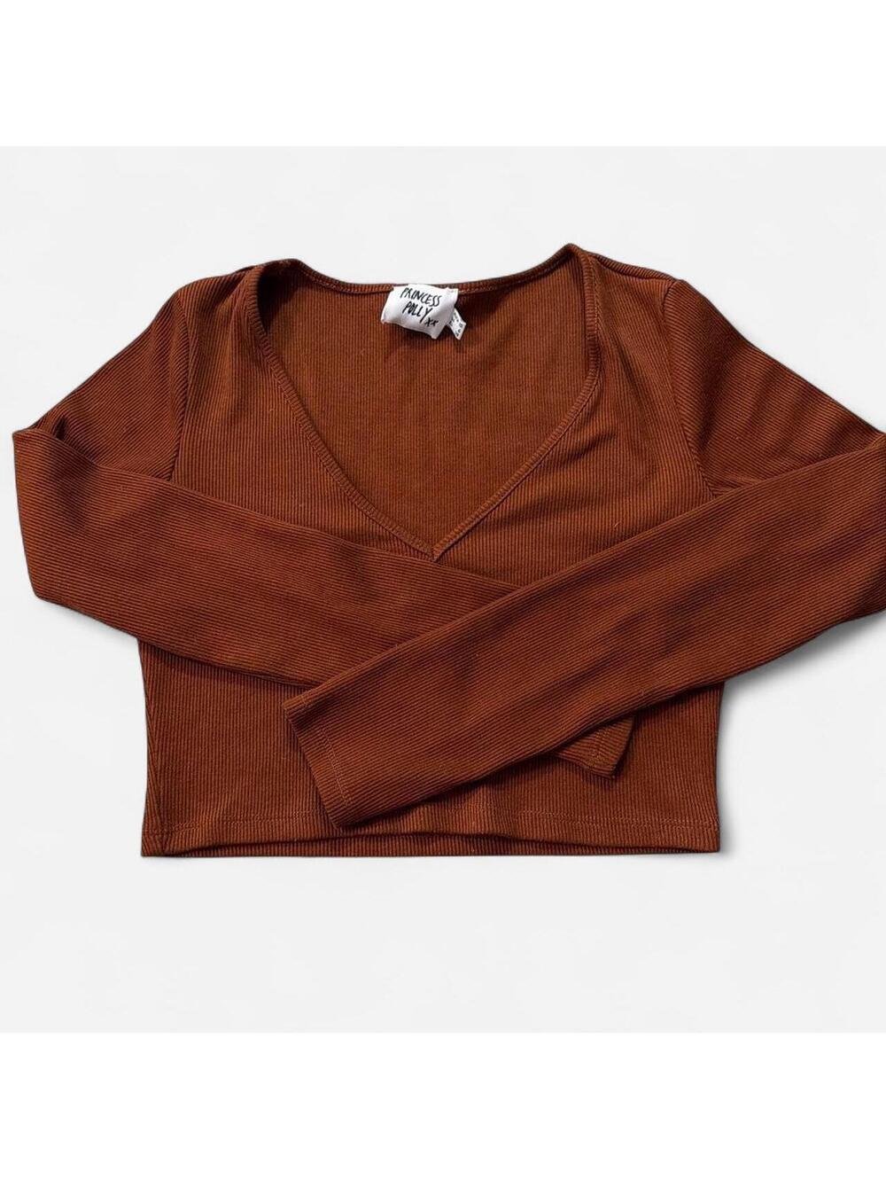 Princess Polly Women's Orange and Brown Crop-top